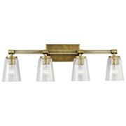 Kichler Audrea 4-Light Bath Vanity Light | Transitional Natural Brass | Bathroom & Powder Room | W 30 x H 10 x D 6 in | Model 45869NBR