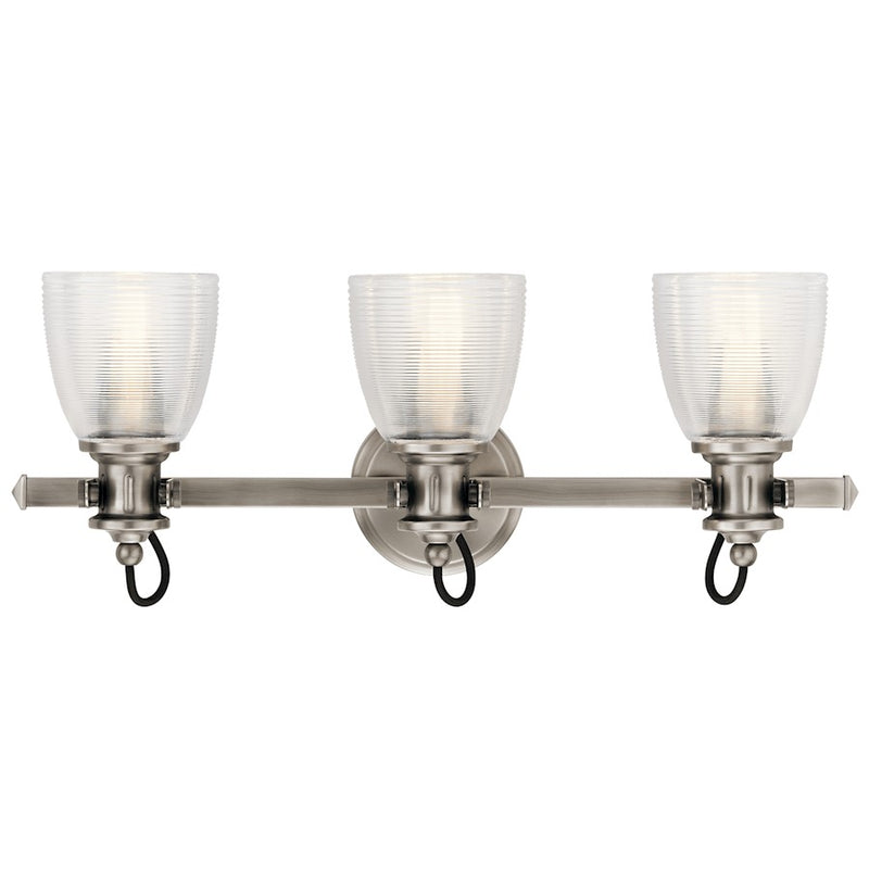 Kichler Flagship 24in 3-Light Vanity Light | Rustic Classic Pewter | Bathroom Vanity | 24 x 7 x 10 in | Model 45873CLP