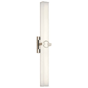 Kichler Bordeaux 32in 1-Light Linear Bath LED | Contemporary Polished Nickel and White Glass | Bathroom Vanity & Mirror Light | Model 45878PNLED