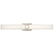 Kichler Bordeaux 32in 1-Light Linear Bath LED | Contemporary Polished Nickel and White Glass | Bathroom Vanity & Mirror Light | Model 45878PNLED