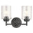Kichler Winslow 12.75in 2-Light Vanity Light | Modern Black Steel and Clear Seeded Glass | Bathroom Vanity Light | 12.75 x 9.25 x 6.5 in | Model 45885BK