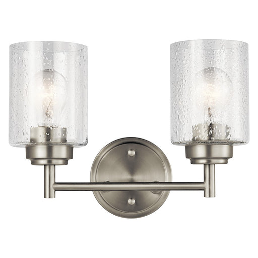 Kichler Winslow 2-Light Bathroom Vanity Light | Transitional Brushed Nickel | Bathroom Vanity & Powder Room | 13 x 6 x 9 in | Model 45885NI