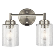 Kichler Winslow 2-Light Bathroom Vanity Light | Transitional Brushed Nickel | Bathroom Vanity & Powder Room | 13 x 6 x 9 in | Model 45885NI