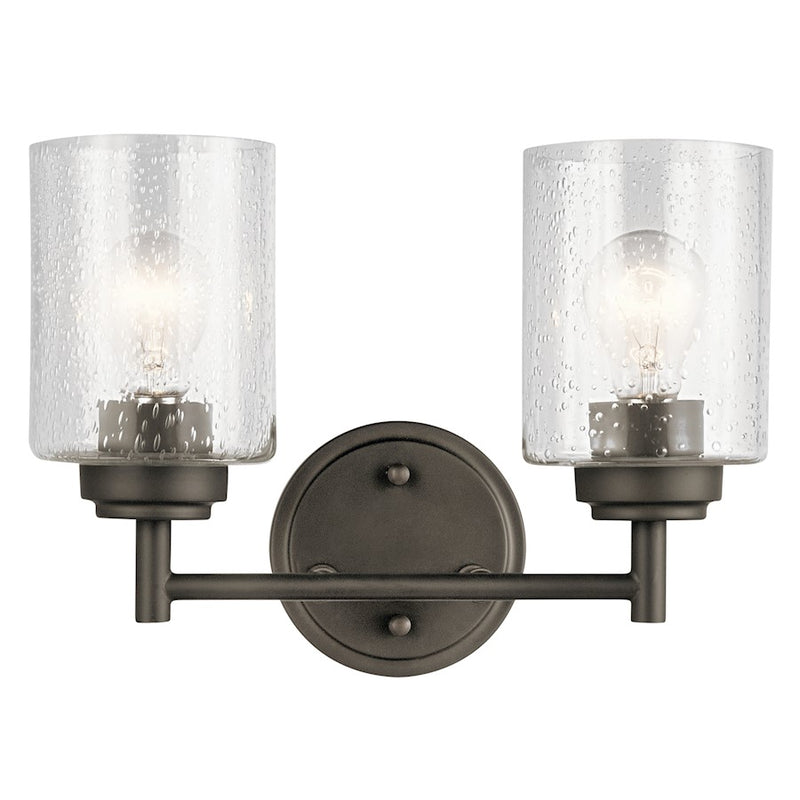 Kichler Winslow 2-Light Bath Vanity | Transitional Olde Bronze | Bathroom & Powder Room | 12.75 x 6.5 x 9.25 in, Damp Rated | Model 45885OZ