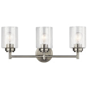 Kichler Winslow 3-Light Bathroom Vanity Light | Brushed Nickel Steel | Bathroom & Powder Room Vanity | 21.5in Wide Damp Rated | Model 45886NI