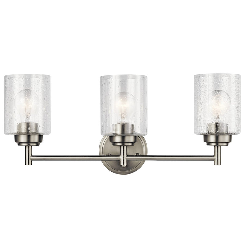 Kichler Winslow 3-Light Bathroom Vanity Light | Brushed Nickel Steel | Bathroom & Powder Room Vanity | 21.5in Wide Damp Rated | Model 45886NI