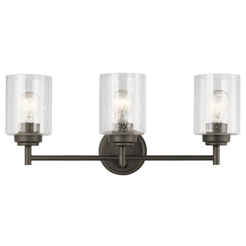 Kichler Winslow 22in 3-Light Bath Vanity Light | Transitional Olde Bronze | Bathroom Vanity & Powder Room | W 22 x D 6 x H 9 in | Model 45886OZ