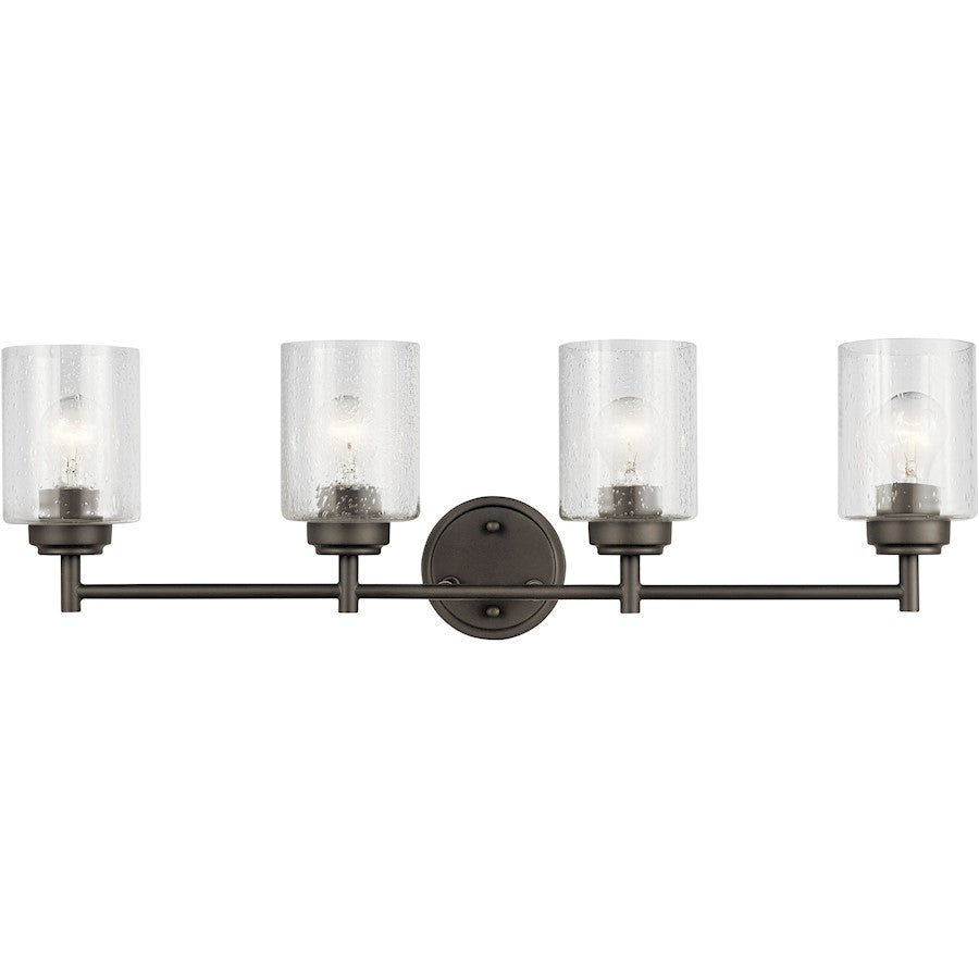 Kichler Winslow 4 Light Wall Mt Bath 4 Arm, Brass/Clear Seeded - 45887NBR