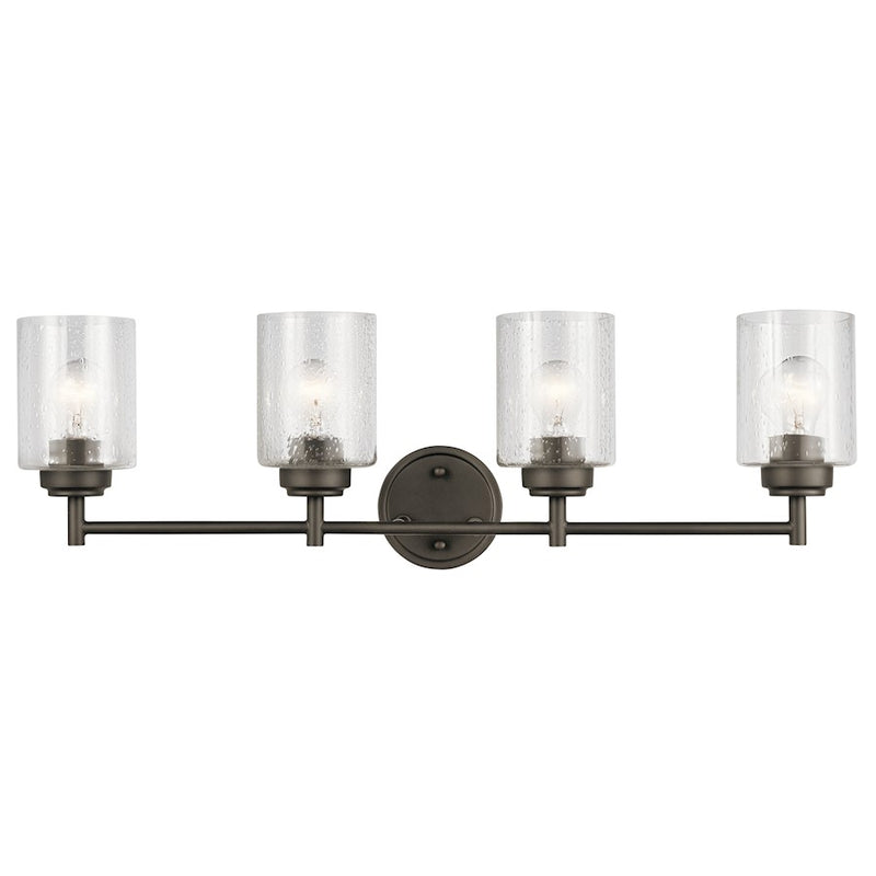 Kichler Winslow 4-Light 30in Bath Vanity Light | Olde Bronze Steel | Bathroom & Powder Room | 30 x 6.5 x 9.25 in | Model 45887OZ