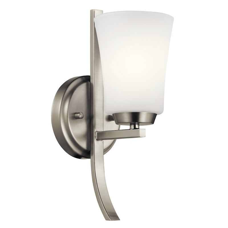 Kichler Tao 1-Light Wall Sconce | Transitional Brushed Nickel | Hallway & Bathroom Accent | 5 x 6.5 x 12.5 in | Model 45888NI