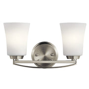 Kichler Tao 14in 2-Light Bath Vanity Light | Transitional Brushed Nickel | Bathroom & Powder Room | 14 x 6 x 8 in | Model 45889NI