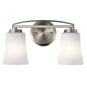 Kichler Tao 14in 2-Light Bath Vanity Light | Transitional Brushed Nickel | Bathroom & Powder Room | 14 x 6 x 8 in | Model 45889NI
