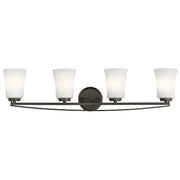 Kichler Tao 34in 4-Light Bath Vanity Light | Transitional Olde Bronze | Bathroom & Hallway | 6.5 x 34 x 8 in | Model 45891OZ