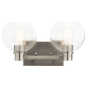 Kichler Harmony 16in 2-Light Bath Vanity Light | Transitional Brushed Nickel | Bathroom Vanity & Powder Room | 15.5 x 7.75 x 8.25 in | Model 45893NI