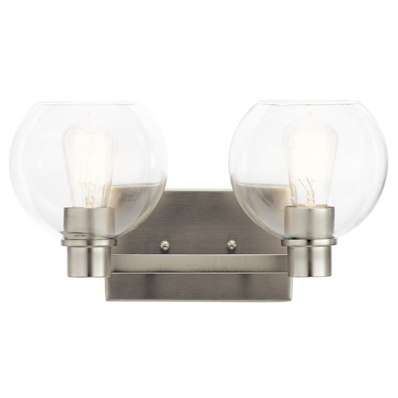 Kichler Harmony 16in 2-Light Bath Vanity Light | Transitional Brushed Nickel | Bathroom Vanity & Powder Room | 15.5 x 7.75 x 8.25 in | Model 45893NI