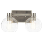 Kichler Harmony 16in 2-Light Bath Vanity Light | Transitional Brushed Nickel | Bathroom Vanity & Powder Room | 15.5 x 7.75 x 8.25 in | Model 45893NI