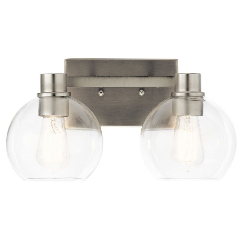 Kichler Harmony 16in 2-Light Bath Vanity Light | Transitional Brushed Nickel | Bathroom Vanity & Powder Room | 15.5 x 7.75 x 8.25 in | Model 45893NI