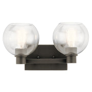 Kichler Harmony 16in 2-Light Bath Vanity Light | Transitional Olde Bronze | Bathroom & Powder Room | 16 x 8 x 8 in | Model 45893OZ
