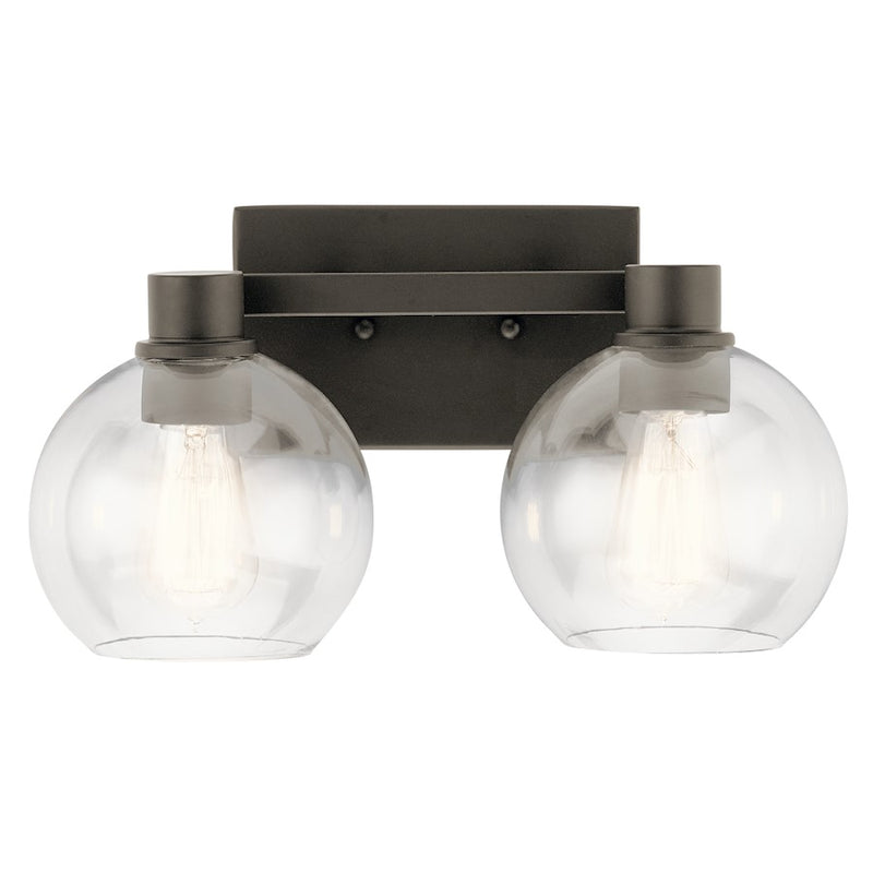 Kichler Harmony 16in 2-Light Bath Vanity Light | Transitional Olde Bronze | Bathroom & Powder Room | 16 x 8 x 8 in | Model 45893OZ