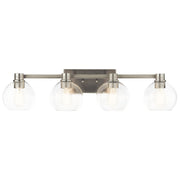Kichler Harmony 34in 4-Light Bath Vanity | Transitional Brushed Nickel | Bathroom Vanity & Powder Room | 33.5 x 8.25 x 7.5 in | Model 45895NI