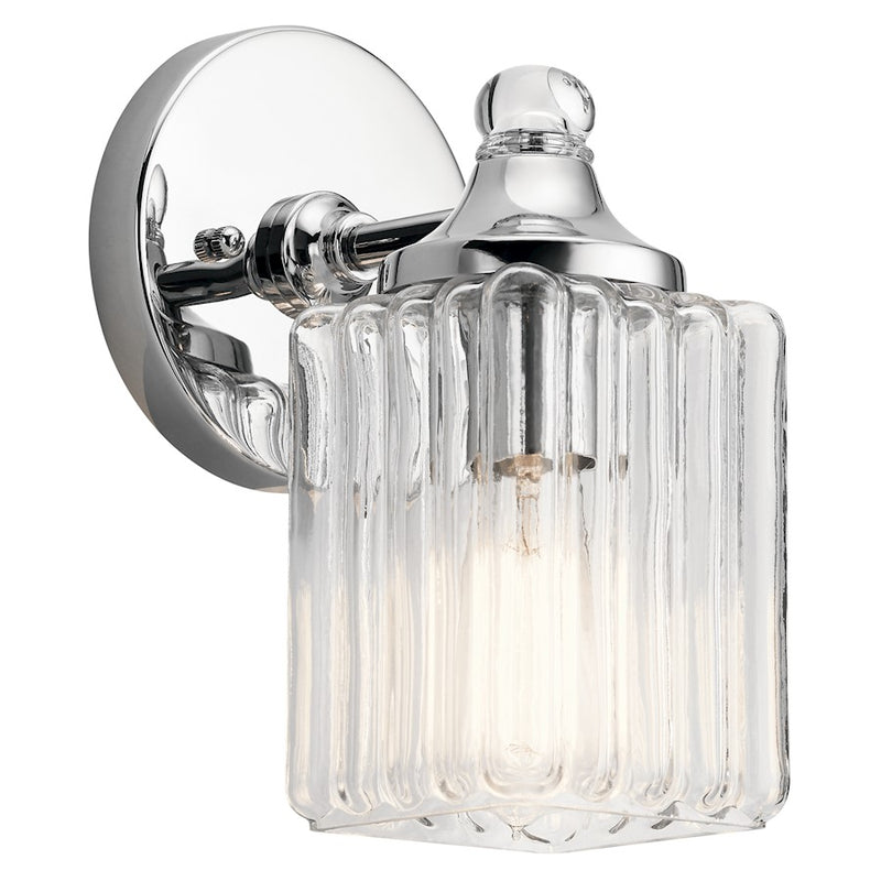 Kichler Riviera 1-Light Wall Sconce | Transitional Chrome | Bathroom & Hallway Accent | 5 x 6 x 9 in | Model 45905CH