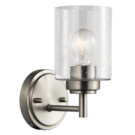 Kichler Winslow 5in 1-Light Wall Sconce | Transitional Brushed Nickel | Hallway & Bathroom Vanity | 5 x 6 x 9 in | Model 45910NI