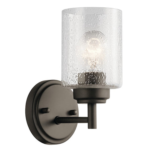Kichler Winslow 1-Light Wall Sconce | Transitional Olde Bronze | Hallway & Bathroom Accent | 6.5 x 4.75 x 9.25 in | Model 45910OZ
