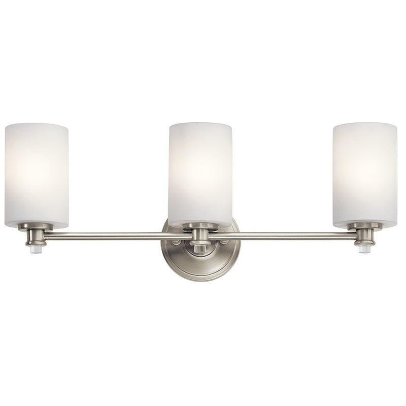 Kichler Joelson 24in 3-Light Vanity Light | Brushed Nickel and Satin Etched Cased Opal Glass | Bathroom Vanity | 24 x 9 in | Model 45923NI