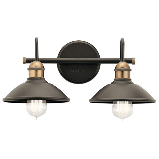 Kichler Clyde 17in 2-Light Vanity Light | Rustic Olde Bronze | Bathroom Vanity | 17 x 8 x 7 in | Model 45944OZ
