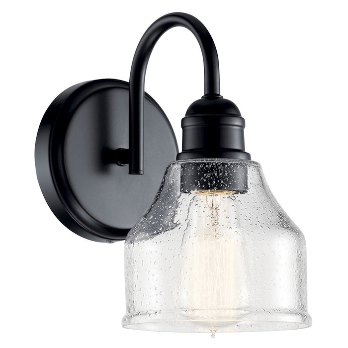 Kichler Avery 9.5" 1 Light Wall Sconce, Black/Clear Seeded