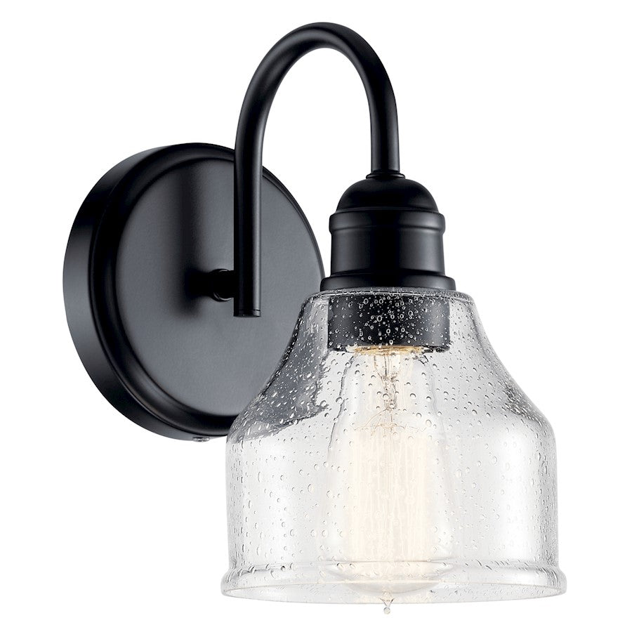 Kichler Avery 9.5" 1 Light Wall Sconce, Black/Clear Seeded