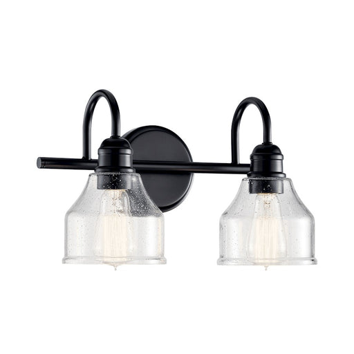 Kichler Avery 15" 2 Light Vanity Light, Black/Clear Seeded