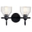 Kichler Avery 15in 2-Light Vanity Light | Industrial Black Steel & Clear Seeded Glass | Bathroom Vanity Light | 75W Each, E26, Dimmable | Model 45972BK