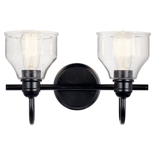 Kichler Avery 15" 2 Light Vanity Light, Black/Clear Seeded