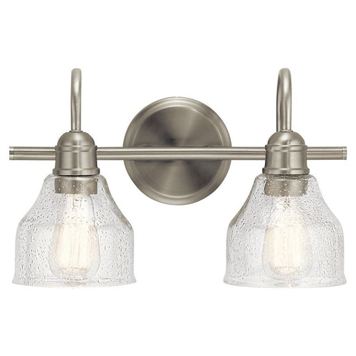 Kichler Avery 2-Light Bath Vanity Light | Transitional Brushed Nickel & Clear Seeded Glass | Bathroom Vanity | 14.75 x 9.25 in | Model 45972NI