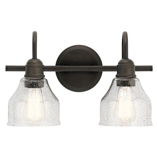 Kichler Avery 14.75in 2-Light Vanity Light | Olde Bronze Steel and Clear Seeded Glass | Bathroom Vanity | 14.75 x 9.25 in | Model 45972OZ