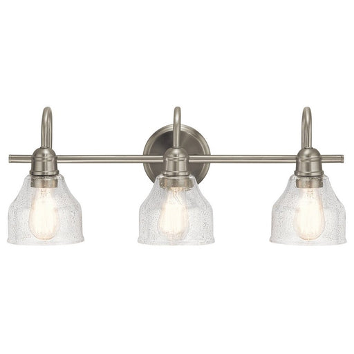 Kichler Avery 24in 3-Light Vanity Light | Brushed Nickel and Clear Seeded Glass | Bathroom Vanity | 24 x 9 in | Model 45973NI
