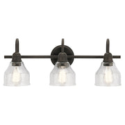 Kichler Avery 24in 3-Light Bath Vanity | Traditional Olde Bronze and Clear Seeded Glass | Bathroom Vanity | 24 x 9 in | Model 45973OZ