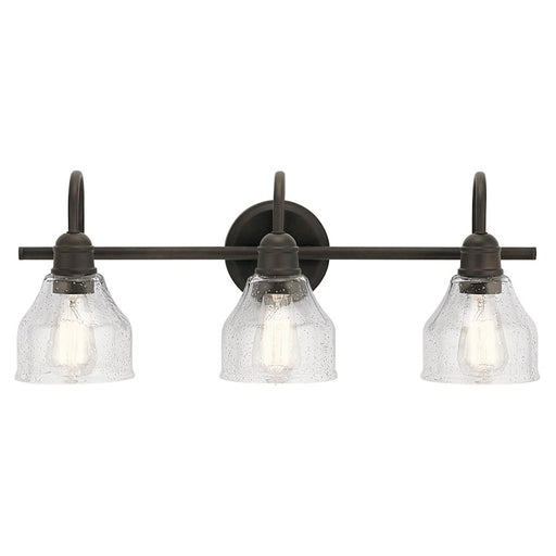 Kichler Avery 24in 3-Light Bath Vanity | Traditional Olde Bronze and Clear Seeded Glass | Bathroom Vanity | 24 x 9 in | Model 45973OZ