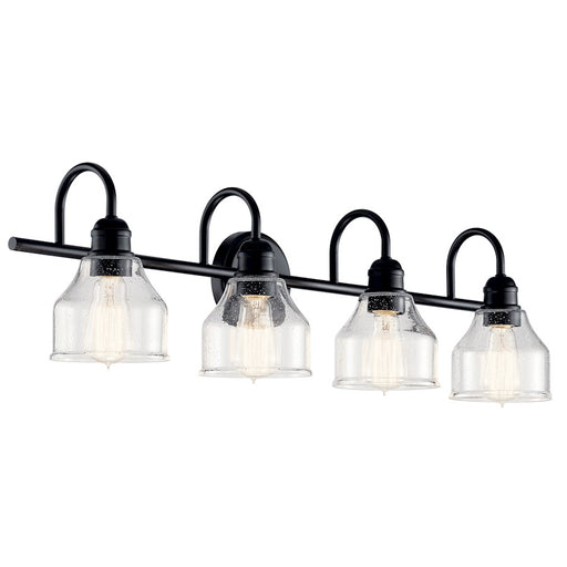 Kichler Avery 33.5" 4 Light Vanity Light, Black/Clear Seeded