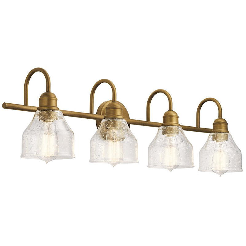 Kichler Avery 24in 3-Light Vanity Light | Natural Brass and Clear Seeded Glass | Bathroom Vanity | 24 x 9.25 in | Model 45973NBR