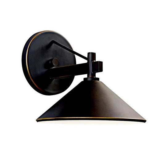 Kichler Ripley 8in 1-Light Outdoor Wall Sconce | Rustic Olde Bronze Aluminum | Covered Patio & Entryway | 8 x 7.5 x 9.25 in | Model 49059OZ