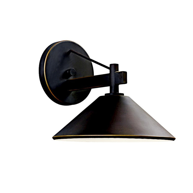 Kichler Ripley 10in 1-Light Outdoor Wall Light | Arts & Crafts Black Aluminum | Covered Patio & Entryway | 10 x 9.25 in | Model 49060BK