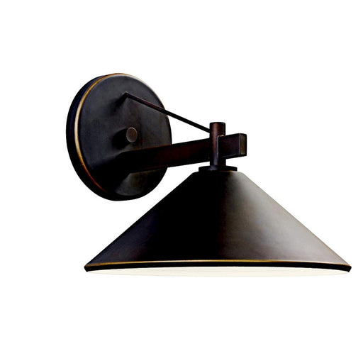 Kichler Ripley 12in 1-Light Outdoor Sconce | Rustic Olde Bronze Aluminum | Covered Patio & Entryway | 12 x 10 x 13 in | Model 49061OZ
