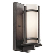 Kichler Camden 1-Light Outdoor Wall Sconce | Arts & Crafts Anvil Iron and Opal Etched Glass | Covered Porch & Patio | 5.75in Extends | Model 49119AVI
