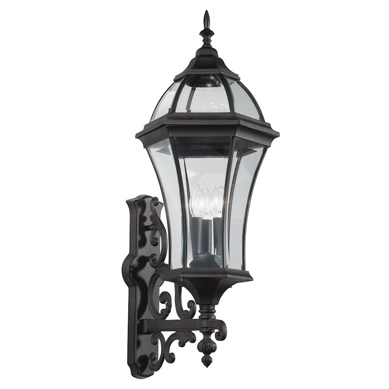 Kichler Townhouse 3-Light Outdoor Wall Sconce | Painted Black Cast Aluminum | Entryway & Covered Patio | Model 49185BK