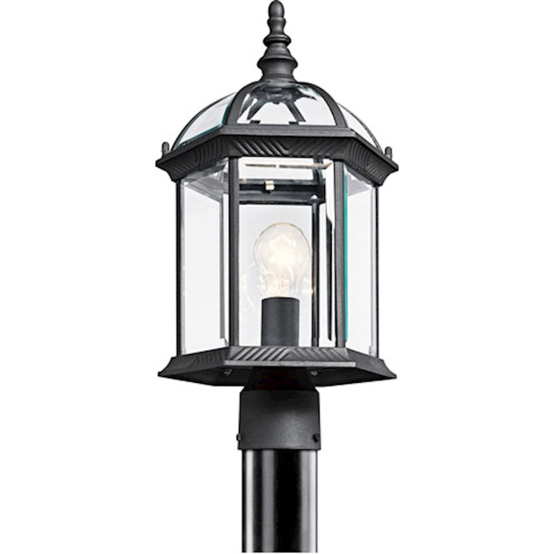 Kichler Barrie 1-Light Outdoor Post Mount | Cast Aluminum Tannery Bronze | Clear Beveled Glass | Entryway & Garden | 10 x 18 in | Model 49187TZ