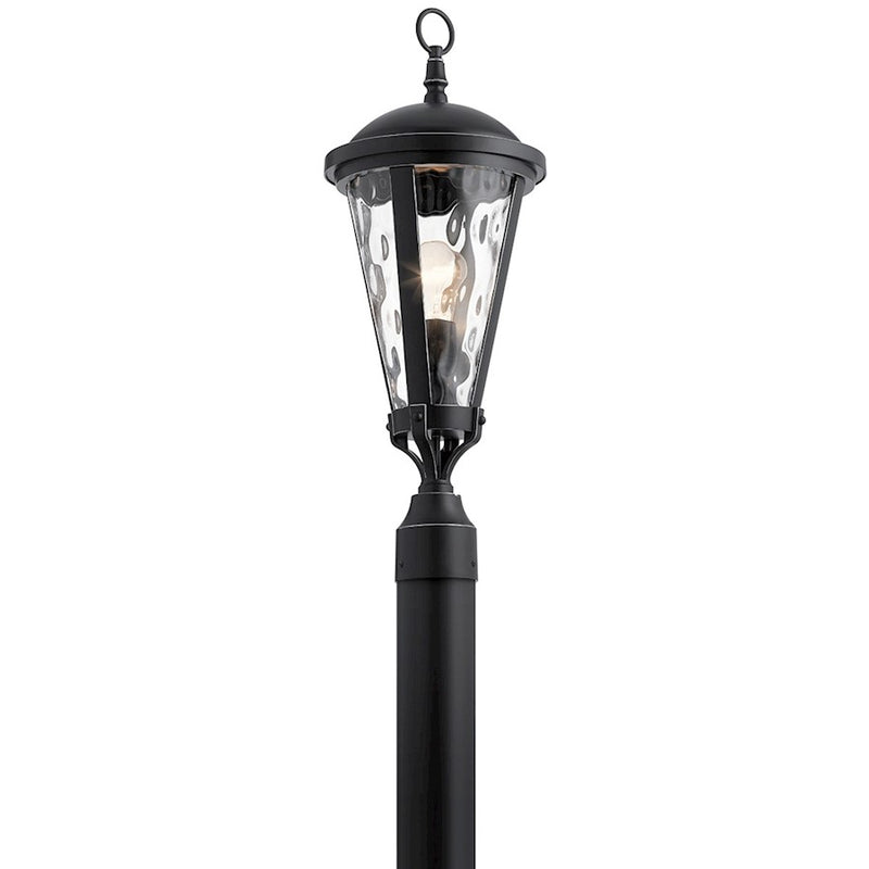 Kichler 1-Light Outdoor Post Light | Traditional Black Aluminum | Entryway & Garden Path | 9 x 24 in | Model 49237BSL