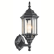 Kichler Chesapeake 17in 1-Light Outdoor Wall Sconce | Traditional Black and Clear Beveled Glass | Covered Patios & Entryways | Model 49255BK