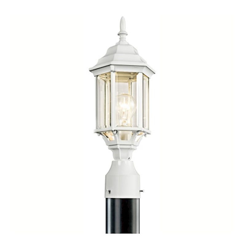Kichler Chesapeake 6in 1-Light Outdoor Post Light | White Aluminum | Outdoor & Wet Locations | 6.5 x 18 in | Model 49256WH